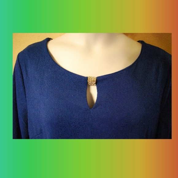 JEWELED ROYAL BLUE FANCY EVENING DRESS - Picture 2 of 4